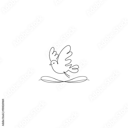 Beautiful bird flying Silhouette vector illustration, Silhouette of single simple flying Bird side view front view, Sketch of Bird Outline Design