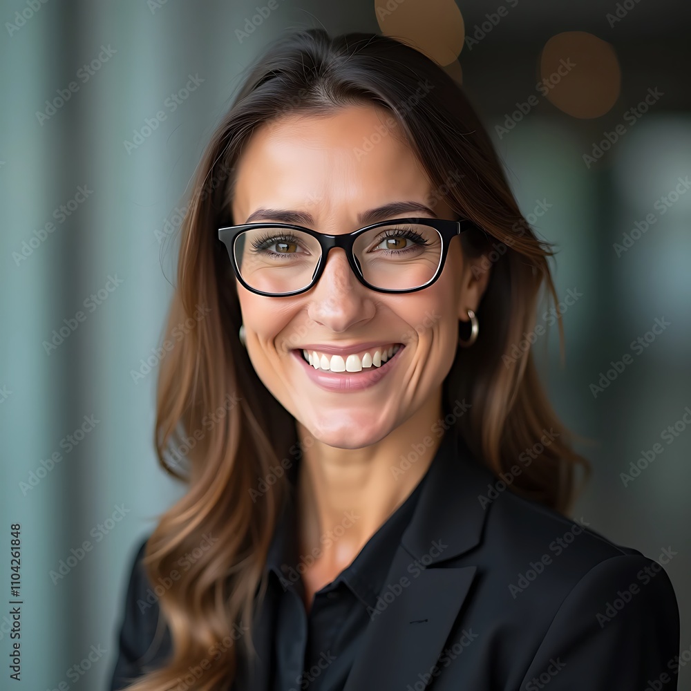 Smart, intelligent, friendly, likable portrait of an executive business woman manager, advisor, agent, representative with glasses Smart, intelligent, friendly, likable portrait of an executive business woman manager, advisor, agent, representative with glasses