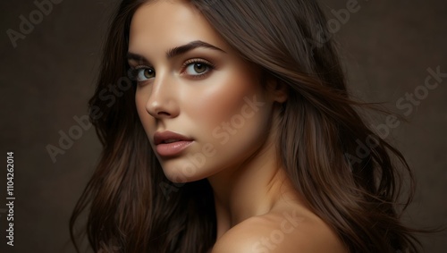Wallpaper Mural Beautiful brunette woman with long brown hair. Torontodigital.ca