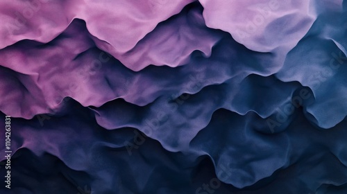 Wallpaper Mural Abstract wavy texture resembling fabric or terrain with gradient colors from purple to blue creating a smooth, fluid appearance in a three-dimensional style. Torontodigital.ca