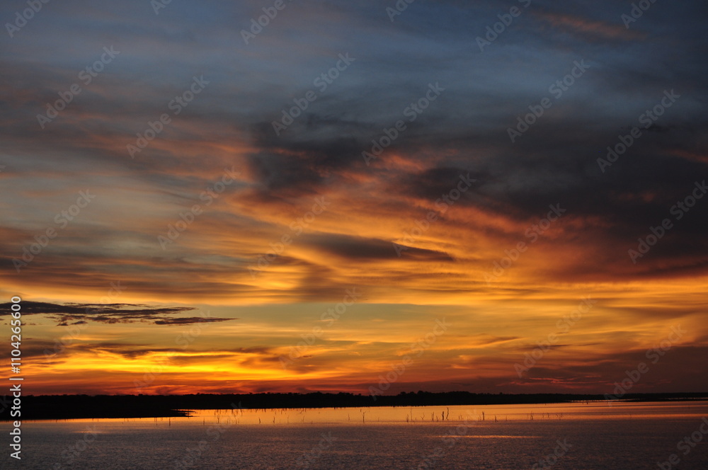 Sunset over a lake in Kariba Zimbabwe Sunset over a lake in Kariba Zimbabwe