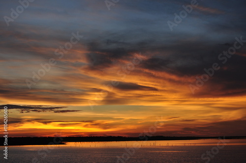 Sunset over a lake in Kariba Zimbabwe