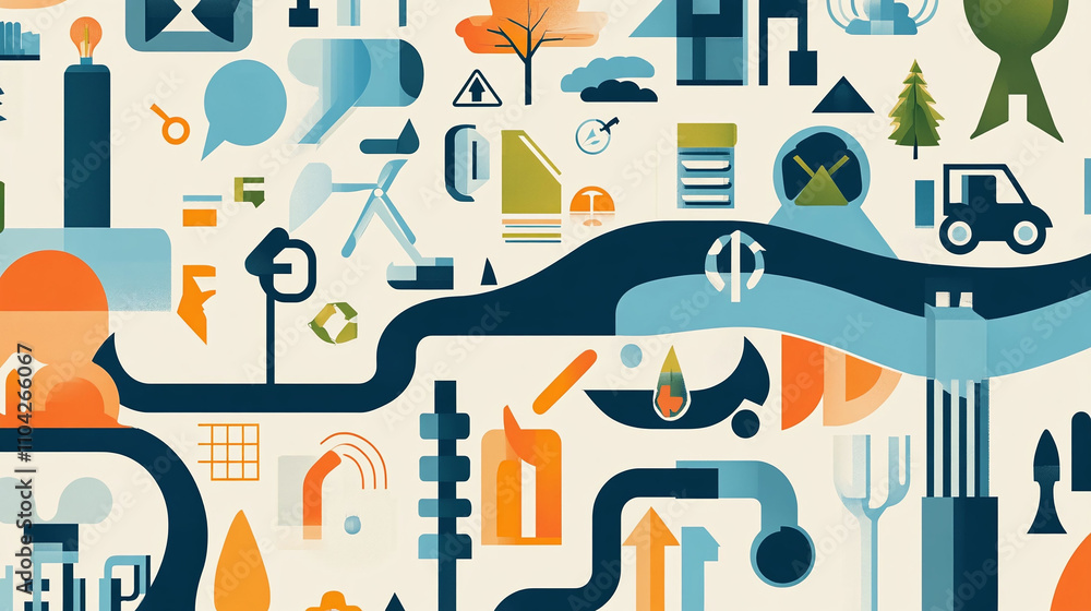 Clean background featuring environmental icons arranged in flowing pattern Clean background featuring environmental icons arranged in flowing pattern