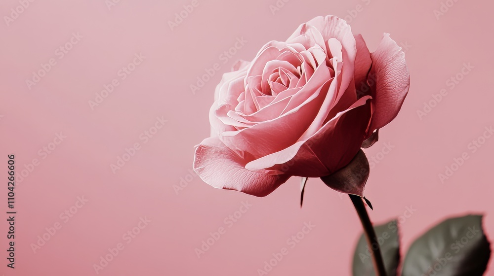 A striking pink rose against a muted pink backdrop, close-up shot, Minimalist style A striking pink rose against a muted pink backdrop, close-up shot, Minimalist style