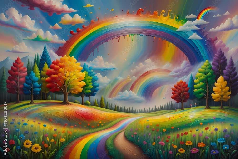 landscape with rainbow landscape with rainbow