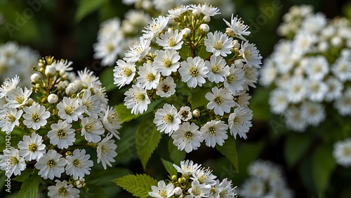 Beautiful white blossoms of Spiraea nipponica. photo