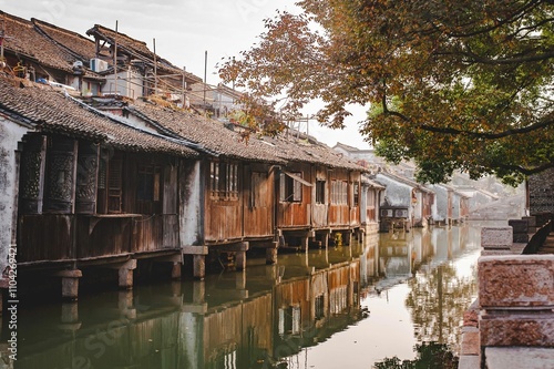 Traditional houses in the ancient Jiangnan water village of Wuzhen, Zhejiang province photo