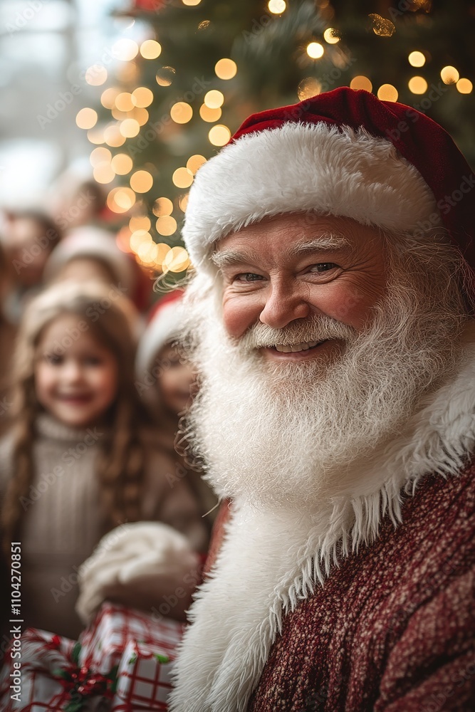 Funny happy kid taking gift from bag of Santa Claus. holidays, christmas, childhood Funny happy kid taking gift from bag of Santa Claus. holidays, christmas, childhood