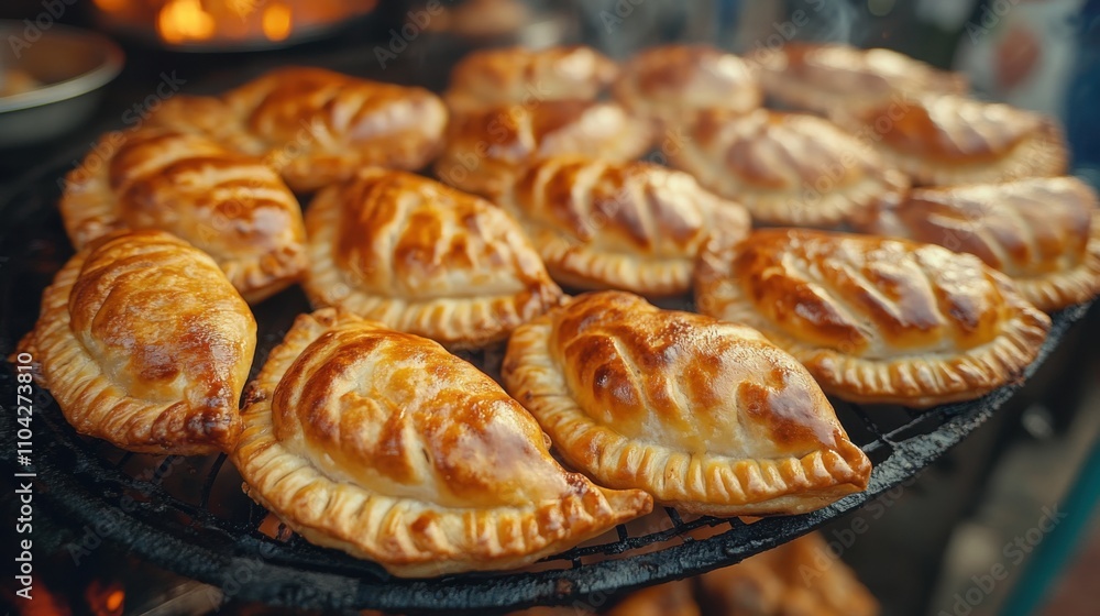 Delicious Baked Empanadas on Grill for Outdoor Cooking and Dining. Generative ai Delicious Baked Empanadas on Grill for Outdoor Cooking and Dining. Generative ai