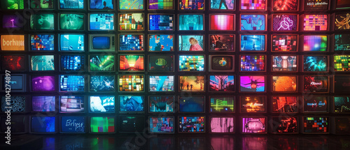 Wallpaper Mural wall of televisions turned on different channels Torontodigital.ca