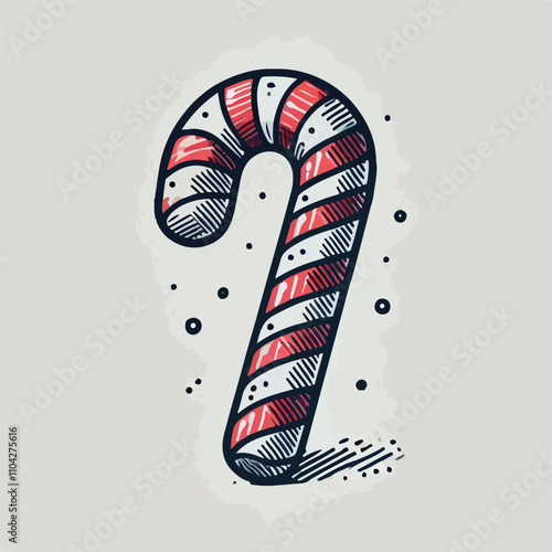 Festive red and white candy cane on white background, perfect for holiday season, Christmas decorations, and celebrations. isolated on transparent background