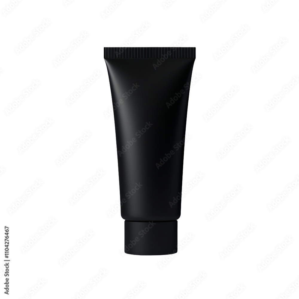 Elegant black tube design for cosmetic products. PNG