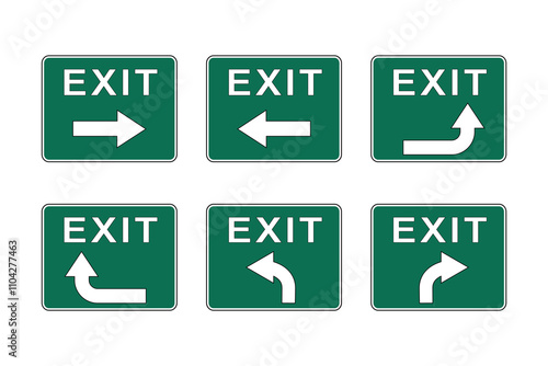 Emergency Exit Sign Set on a Green Background