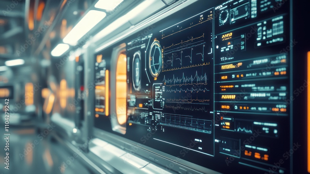 Futuristic Spaceship Control Panel Interface Futuristic Spaceship Control Panel Interface