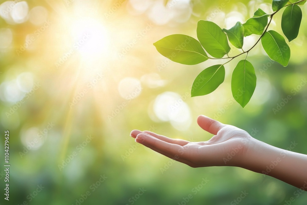 Hand holding green leaf above water with lush vegetation in the background during daylight hours Hand holding green leaf above water with lush vegetation in the background during daylight hours