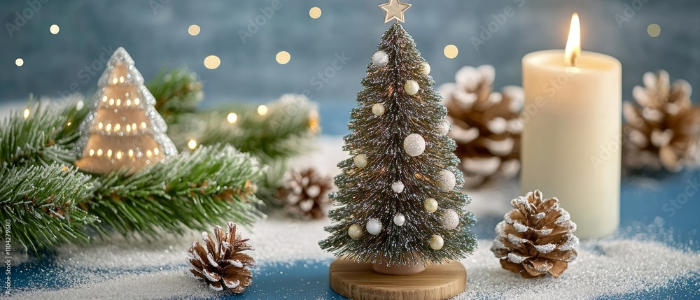 A charming small Christmas tree adorned with twinkling lights and a shimmering star atop, radiating festive cheer and holiday spirit. A charming small Christmas tree adorned with twinkling lights and a shimmering star atop, radiating festive cheer and holiday spirit.