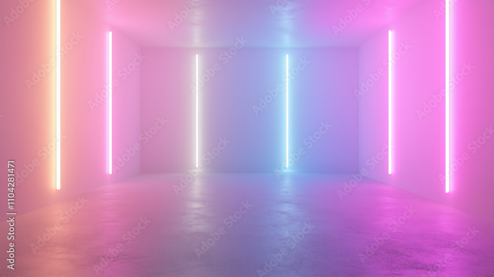 Empty pastel coloured background with Neon Lights. Generative AI. Empty pastel coloured background with Neon Lights. Generative AI.