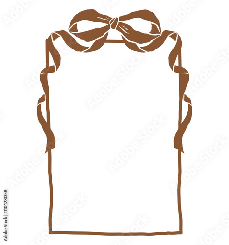 Bow frame in elegant vintage style. Coquette vector illustration for wedding invitations, birthday party cards, romantic messages or event details. Whimsical girly aesthetic.