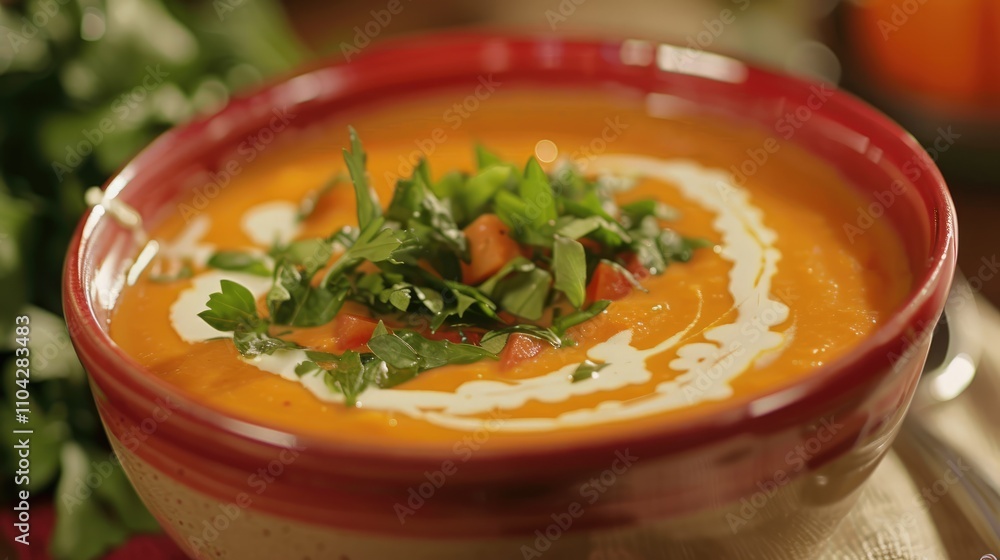 Autumn Vegetable Soup with Cream and Greens Autumn Vegetable Soup with Cream and Greens