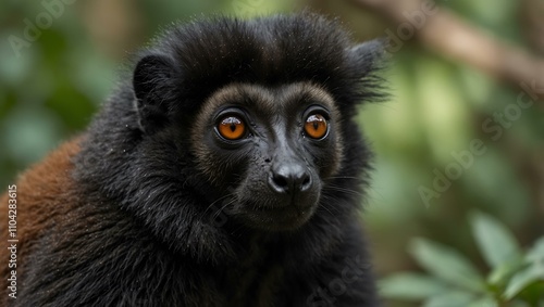 Black lemur close-up. photo