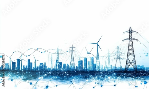 Smart city, renewable energy, power grid network.