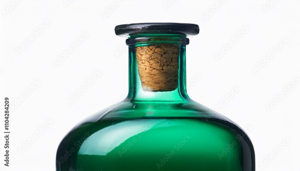 old fashioned drug bottle for medicine essential oil poison with a cork antique green bottle on white background old fashioned drug bottle for medicine essential oil poison with a cork antique green bottle on white background