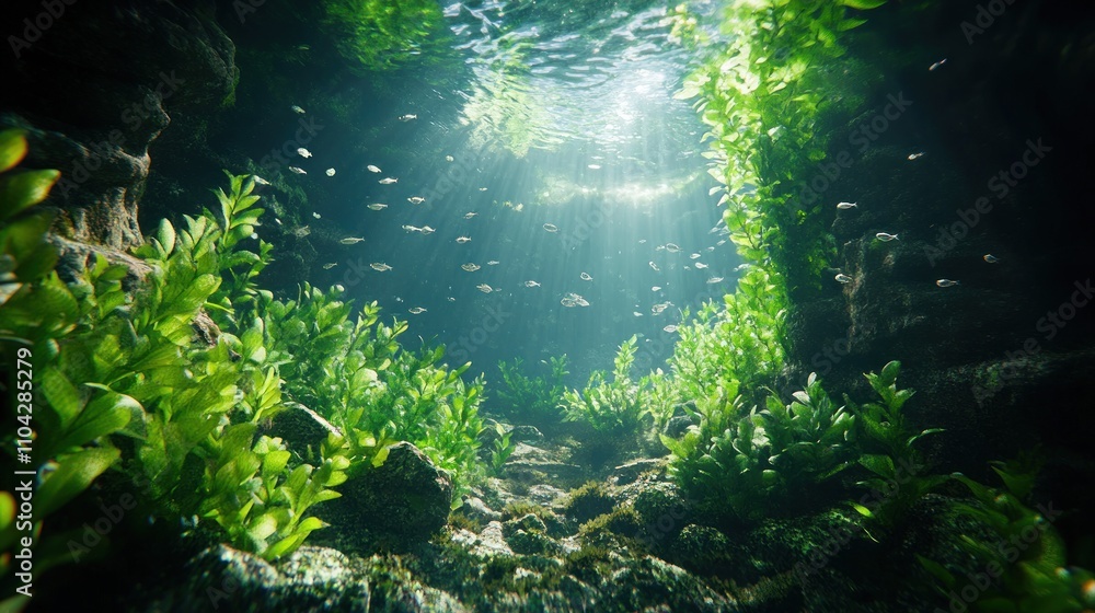 Obraz premium Submerged Serenity: An Underwater Oasis of Tranquility