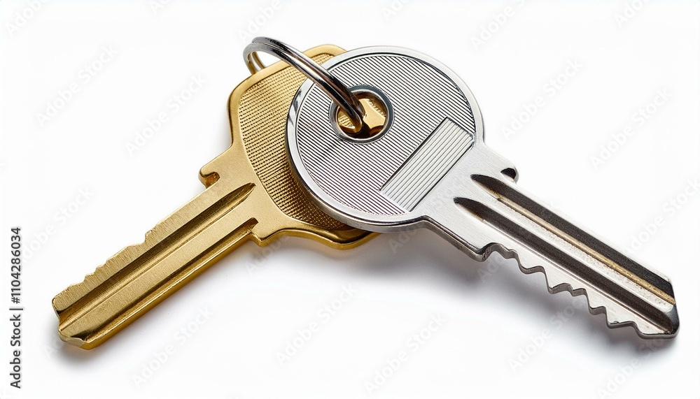 two keys isolated on white background two keys isolated on white background