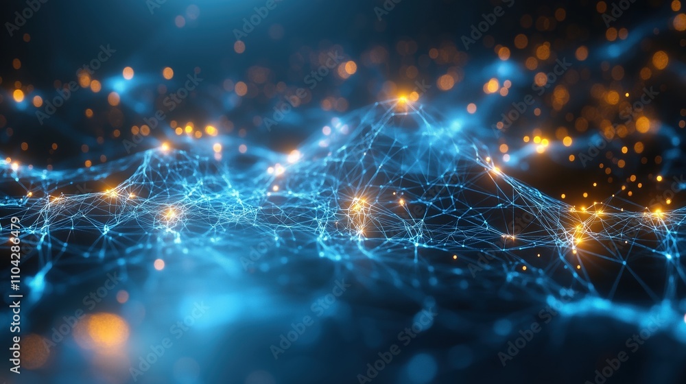 Obraz premium Futuristic blue digital network with glowing connections