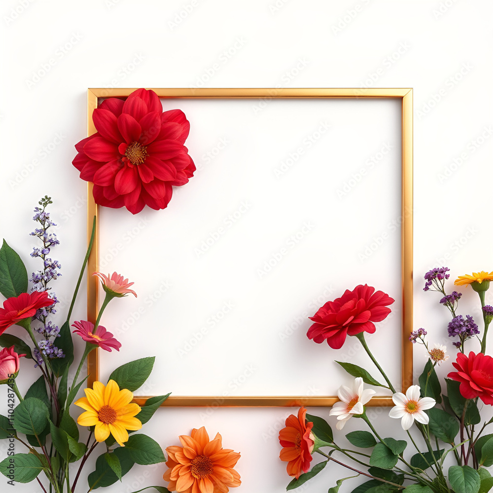 floral minimal frame on simple background floral minimal frame on simple background
