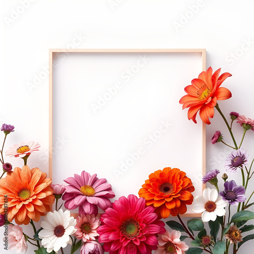 floral minimal frame on simple background