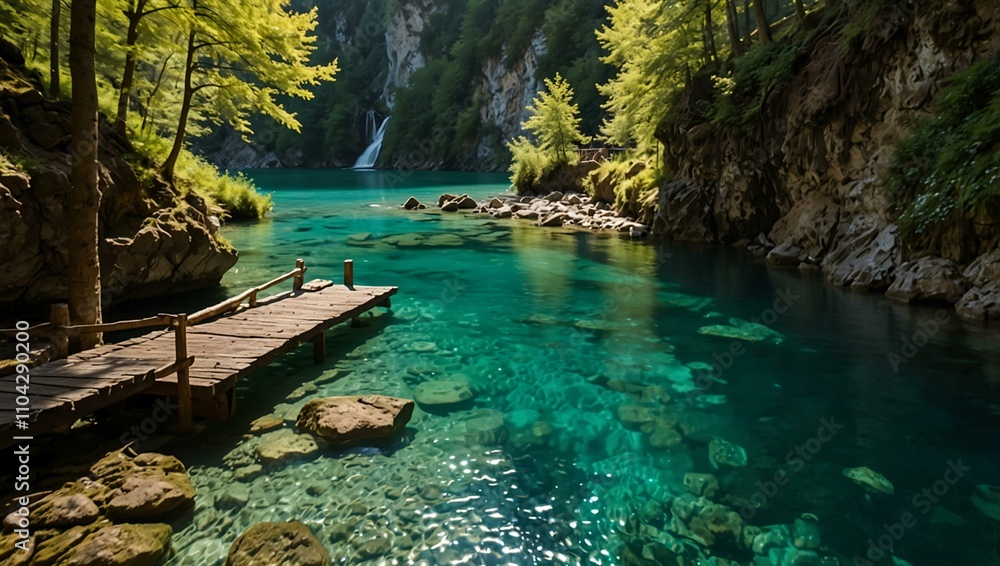 Fototapeta premium Blejski Vintgar Gorge with clear water.