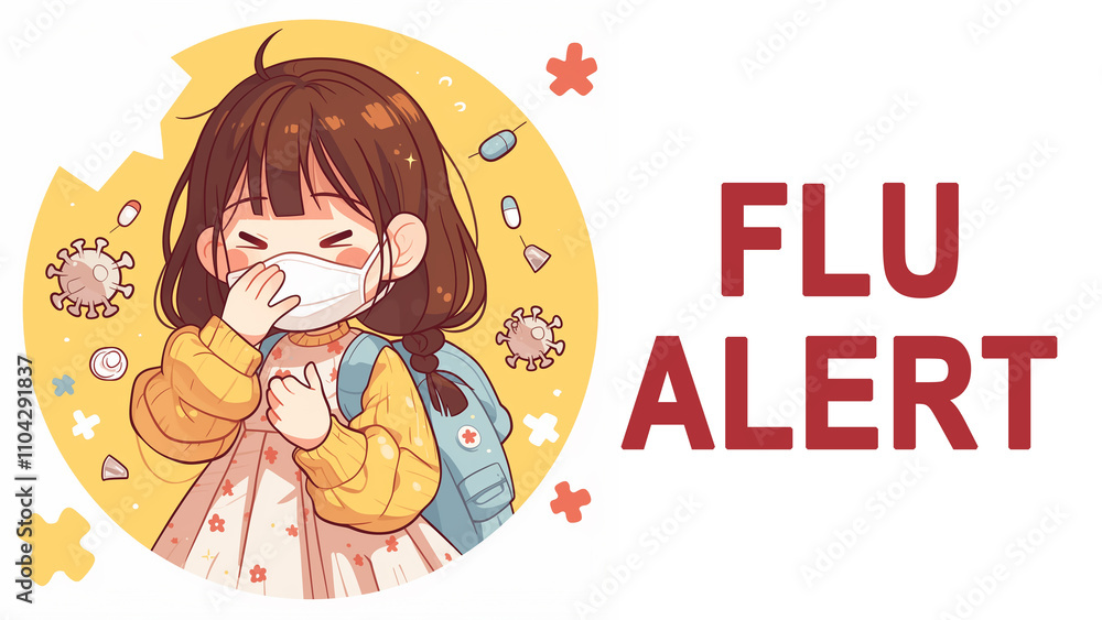 Creative illustration conveying flu alert concept in a vibrant and engaging way Creative illustration conveying flu alert concept in a vibrant and engaging way