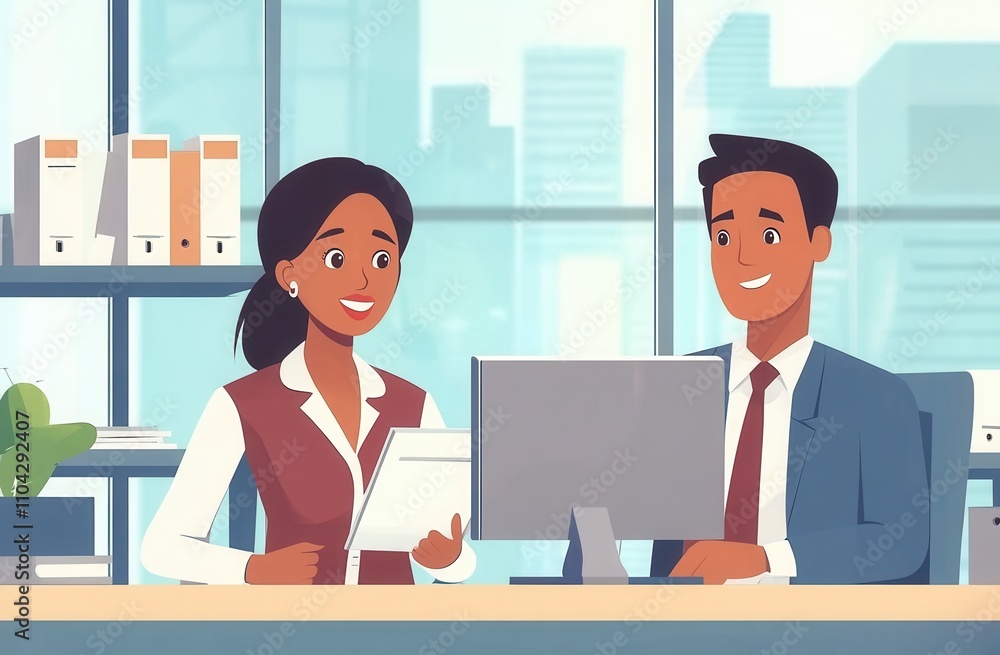 An Asian businessman, a black woman, or a tech expert working in a digital marketing startup, advertising agency, or creative office. Smiling, happy, or collaborating in teamwork with technology for An Asian businessman, a black woman, or a tech expert working in a digital marketing startup, advertising agency, or creative office. Smiling, happy, or collaborating in teamwork with technology for