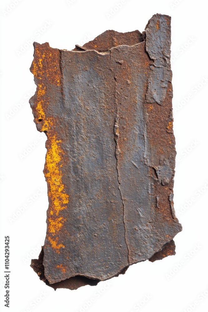 Rusty, fragmented metal sheet; isolated. Rusty, fragmented metal sheet; isolated.