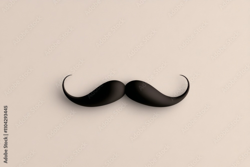 Creative brown wooden mustache design with smooth curves on a white background Creative brown wooden mustache design with smooth curves on a white background