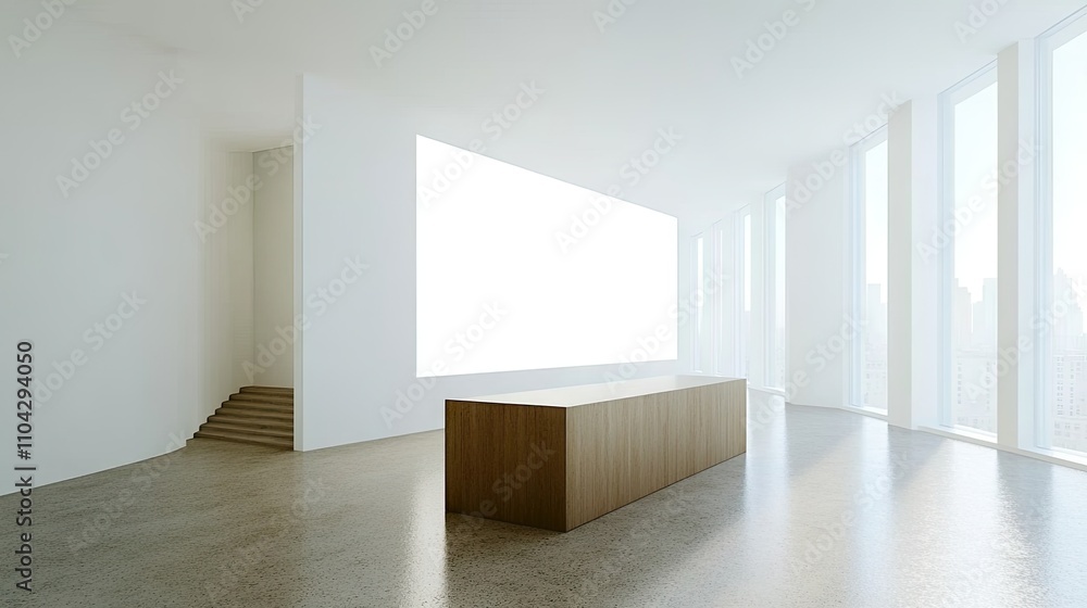 Obraz premium Modern Minimalist Conference Room with Bright Windows and Table