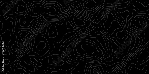 Abstract topography map with black background. Abstract Grey and white line geography map pattern line vector design.