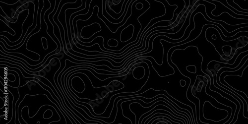 Abstract topography map with black background. Abstract Grey and white line geography map pattern line vector design.