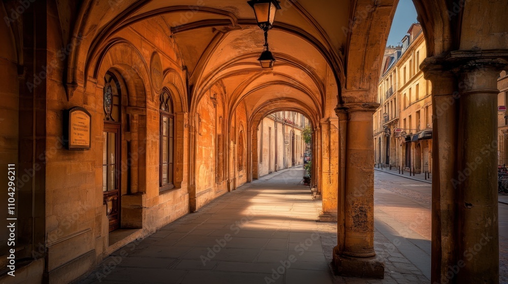 Beautiful Historic Archway with Warm Light in Scenic Urban Setting Beautiful Historic Archway with Warm Light in Scenic Urban Setting