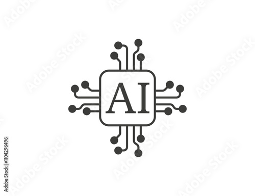 Ai, artificial intelligence icon. Vector illustration.