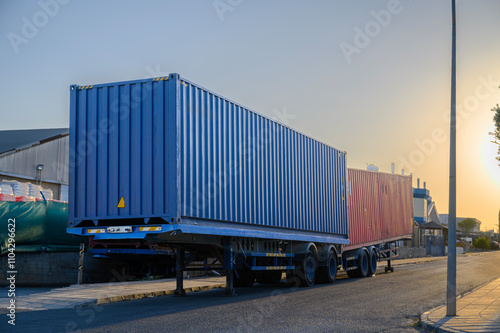 Industrial container cargo freight on truck
