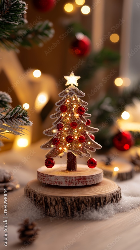 A charming small Christmas tree adorned with bright red ornaments, radiating festive cheer and warmth, perfect for holiday celebrations. A charming small Christmas tree adorned with bright red ornaments, radiating festive cheer and warmth, perfect for holiday celebrations.