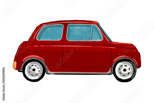red car isolated on white christmas red car vintage