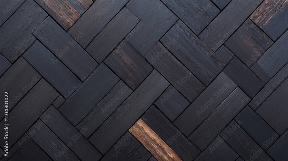 Dark wooden planks in herringbone pattern, deep brown tones with subtle highlights, natural wood texture background, modern geometric wood design for flooring and interior decoration
Dark wooden planks in herringbone pattern, deep brown tones with subtle highlights, natural wood texture background, modern geometric wood design for flooring and interior decoration