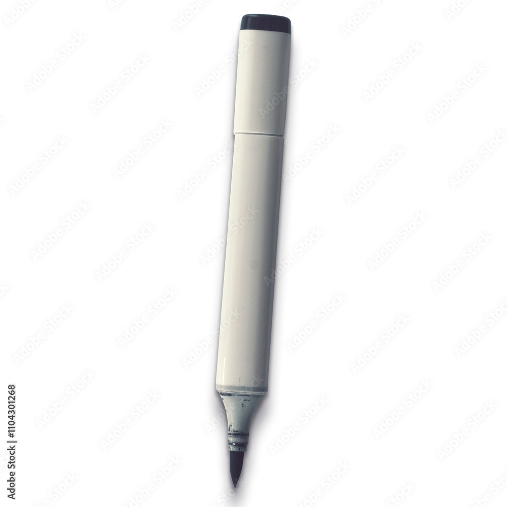 A white marker with a fine tip, used for drawing or writing. A white marker with a fine tip, used for drawing or writing.
