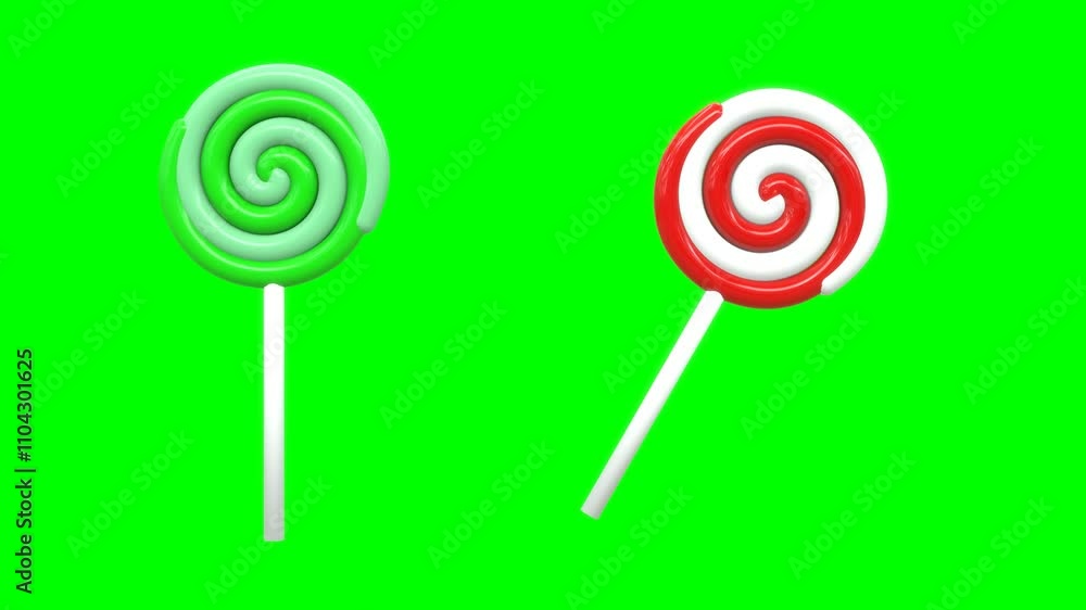 Animation of lollipops over the green background. Animation of lollipops over the green background.
