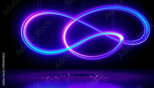 Wallpaper Mural Infinity loop suspended in mid-air. The loop should glow with vibrant neon colors electric blue, purple, and pink and have a semi-transparent, glassy texture. Light trails should follow the loop. Torontodigital.ca