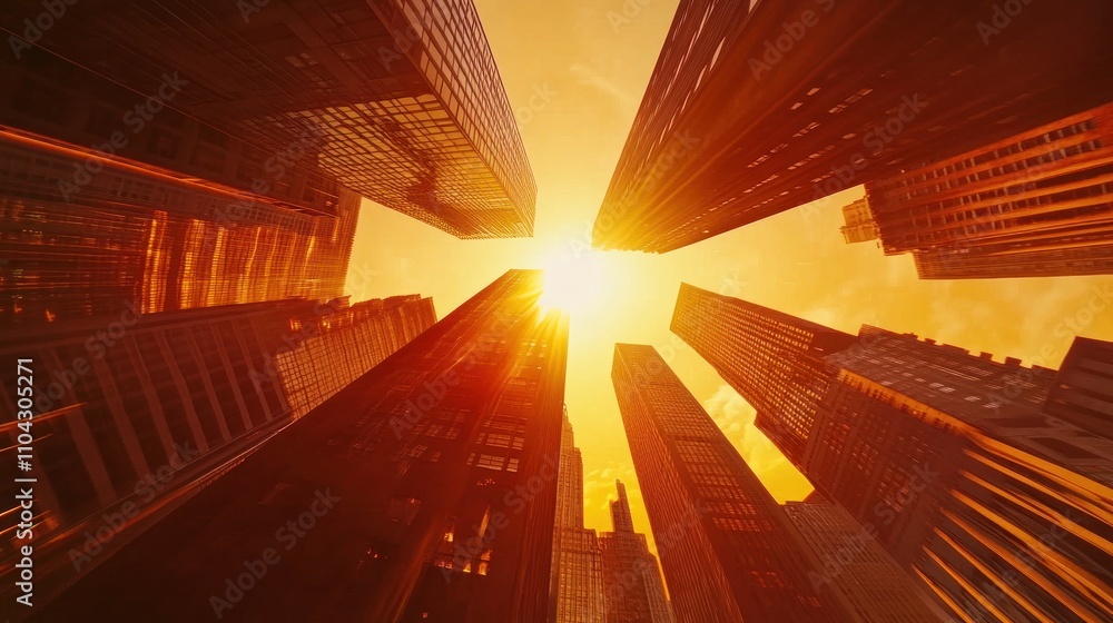 Manhattan Skyline Sunset: A Breathtaking View of Skyscrapers Bathed in Golden Hour Light Manhattan Skyline Sunset: A Breathtaking View of Skyscrapers Bathed in Golden Hour Light