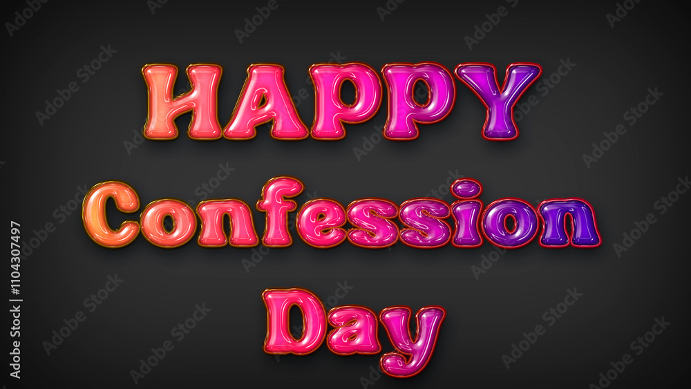 Happy Confession Day with plastic effect on gray background Happy Confession Day with plastic effect on gray background